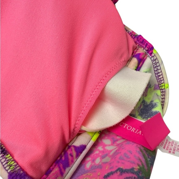 Victoria’s Secret Bikini Top Size L Floral Hawaiian Removable Pads Beach Halter - Picture 5 of 8